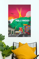 Hollywood Los Angeles Sunset Strip & Hollywood Hills Travel Paper Poster (City Posters)