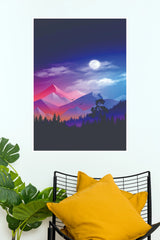 Neon Mountain Landscape Night Sky Poster (City Posters)