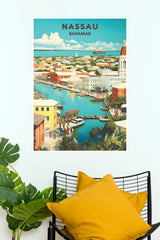 Nassau Bahamas Coastal Harbor Travel Poster (City Posters)