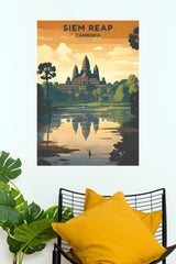 Siem Reap Cambodia Angkor Wat Sunset Travel Poster (City Posters)