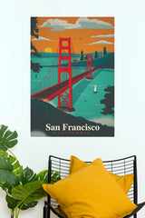 San Francisco Golden Gate Bridge Vintage Travel Poster (City Posters)