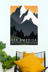 See America Welcome to Montana Vintage Travel Poster (City Posters)