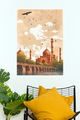 Taj Mahal Heritage Bridge Vintage Travel Poster (City Posters)