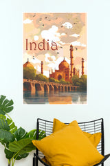 India Heritage Taj Mahal Vintage Travel Poster (City Posters)