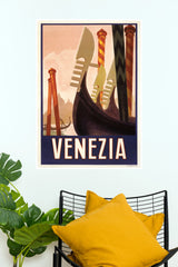 Venezia Italy Vintage Gondola Travel Poster (City Posters)