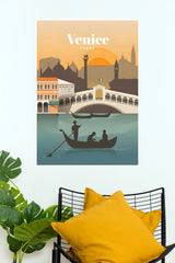 Venice Italy Vintage Sunset Travel Poster (City Posters)