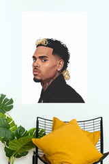 Chris Brown Blonde Curls Vector Portrait Fine Art Poster (Music Posters)