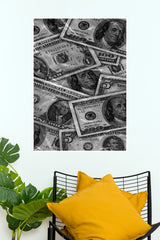 Black and White Dollar Bills Collage Fine Art Poster (Music Posters)