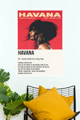 Camila Cabello Havana Song Lyrics Minimalist Fine Art Poster (Music Posters)