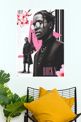 A$AP Rocky Pink & Black Aesthetic Art Poster (Music Posters)