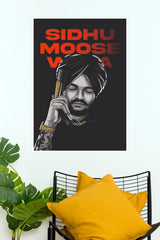 Sidhu Moose Wala Turban Graphic Art Poster (Music Posters)