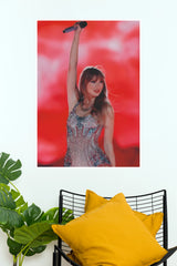 Taylor Swift Eras Tour Red Bodysuit Microphone Up Music Poster (Music Posters)