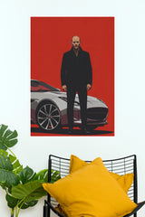 Jason Statham Deckard Shaw Minimalist Car Art Poster (Powerful Men Posters)