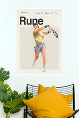 "Holger Rune Backhand Stroke" Minimalist Sports Wall Poster (Tennis Posters)