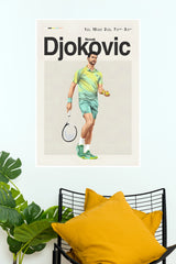 "Novak Djokovic Green Kit Court Ready" Minimalist Sports Wall Poster (Tennis Posters)
