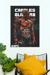 "Charles Oliveira UFC Champion" Minimalist Combat Sports Wall Poster (UFC Posters)