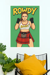 Rowdy Ronda Rousey Illustrated Wrestling Paper Poster Wall Art (WWE Posters)