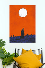 Blade of the Setting Sun Samurai Warrior Orange Sky Wall Art Paper Poster (Samurai Warrior Posters)