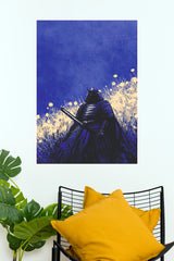 Blue Blood Ritual Samurai Warrior Blue Field Wall Art Paper Poster (Samurai Warrior Posters) (Copy) (Copy)