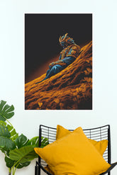 Cyber Shogun Samurai Warrior Gold and Blue Wall Art Paper Poster (Samurai Warrior Posters)
