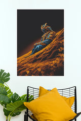 Cyber Shogun Samurai Warrior Gold and Blue Wall Art Paper Poster (Samurai Warrior Posters)