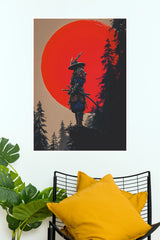 The Weight of Shadows Samurai Warrior Red Sun Wall Art Paper Poster (Samurai Warrior Posters)