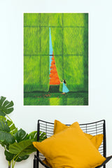 Bloom & Breeze Nature Woman Green Curtains Wall Art Poster (The Green World Posters)