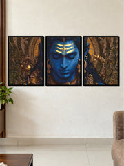 Divine Blue Shiva 3 Frame Wall Art Poster