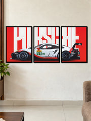 Porsche 911 RSR Racing Car | Premium 3 Frame Wall Art Set