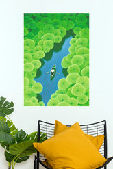 Hidden Valley Boater on River Wall Art Poster (The Green World Posters)