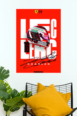 Charles Leclerc Ferrari Racing Helmet Red Edition Wall Poster (Formula Poster)