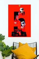 Sebastian Vettel Ferrari Racing Legend Wall Poster (Formula Poster)