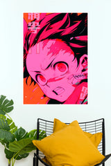Tanjiro Kamado Neon Fury Anime Wall Poster (Anime Posters)