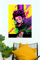 Tanjiro Kamado Neon Thunder Anime Wall Poster (Anime Posters)