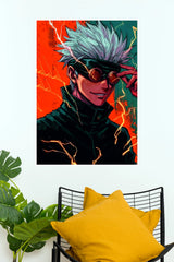 Satoru Gojo Crimson Thunder Anime Wall Poster (Anime Posters)