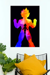 Super Saiyan Goku Rainbow Geometric Power Wall Poster (Anime Posters)