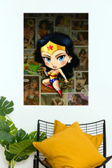 Wonder Woman Chibi Comic Collage Poster (Anime Posters)