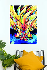 Vegeta Super Saiyan Colorful Rage Wall Poster (Anime Posters)
