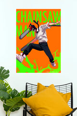 Denji Chainsaw Man Neon Fury Anime Wall Poster (Anime Posters)