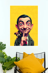 Mr. Bean Funny Shhh Yellow Comedy Edition Wall Poster (Anime Posters)
