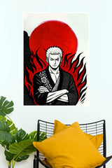 Roronoa Zoro Red Flame Samurai Wall Poster (Anime Posters)