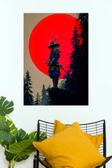 Samurai Warrior Crimson Rising Sun Wall Poster | Japan (Anime Posters)