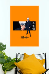 Satoru Gojo Orange Aesthetic Anime Wall Poster (Anime Posters)