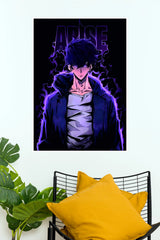 Sung Jinwoo Arise Shadow Monarch Purple Aura Wall Poster (Anime Posters)