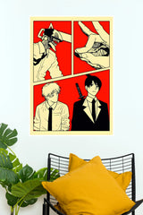 Chainsaw Man Tension in Red Anime Wall Poster (Anime Posters)