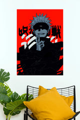 Gojo Satoru Blindfolded Sorcerer Red Edition Wall Poster (Anime Posters)