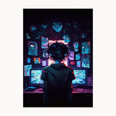 Computer With Smart Boy Metal Poster