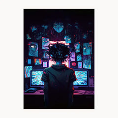 Computer With Smart Boy Metal Poster