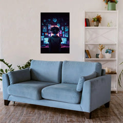 Computer With Smart Boy Metal Poster