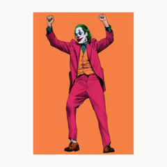 Joker With Orange Back Grown Metal Poster